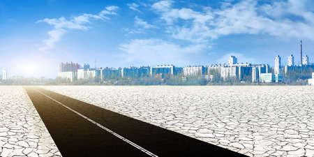 abstract scene road on the desertの写真素材