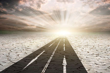 abstract background road on the desertの写真素材