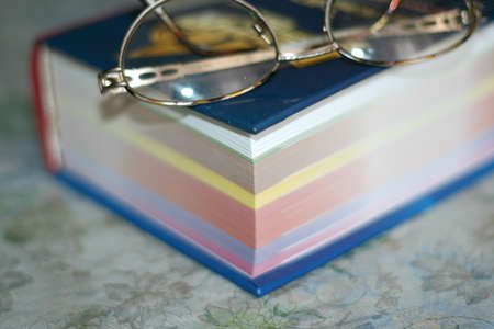 spectacles and sheets bookの写真素材