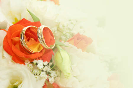 abstract scene with wedding rings as celebration background の写真素材