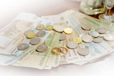 wedding rings as celebration background の写真素材