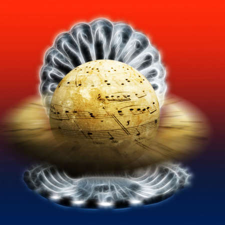 notes on the globe as musical backgroumdの写真素材