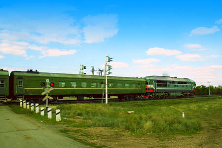 abstract scene train on the railway as travel background