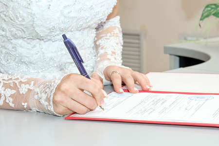 signature wedding document as backgroundの写真素材