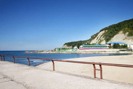 quay on seaside and solar skyの写真素材