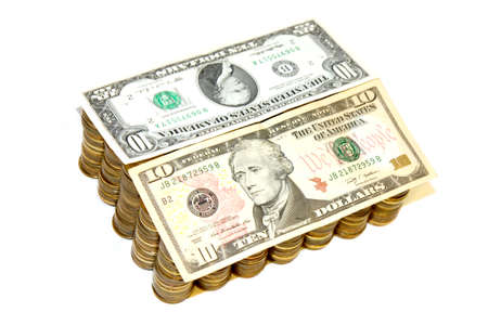 coins and paper bills
