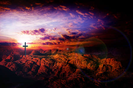 abstract scene mountain landscape and beautiful dark sky with cloudsの写真素材