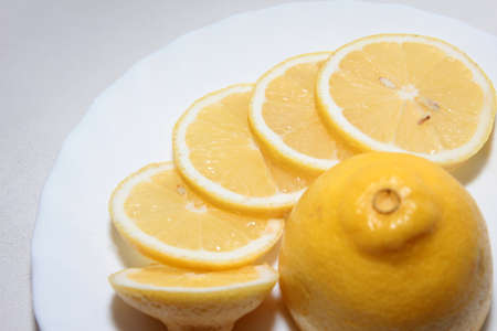scene ripe beautiful lemon as attribute matutinal drinking of teaの写真素材