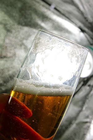 scene air bladder in goblet with beerの写真素材