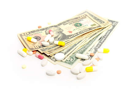 american paper currency and medical pill as pay medicine 