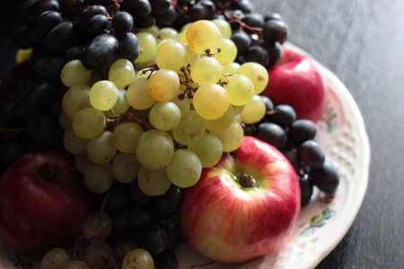grape and juicy apple as illustration collection harvestの写真素材