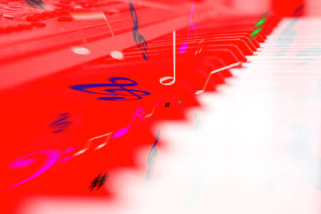 dark and white keys of a piano as background musicの写真素材