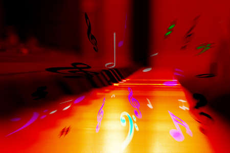 keys of a piano in redの写真素材