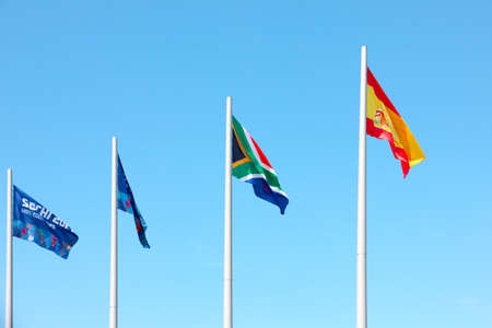 image state flag on a flagstaff and wonderful clean skyの写真素材