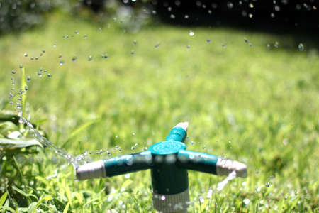 abstract water spray for watering the lawn with a special toolの写真素材