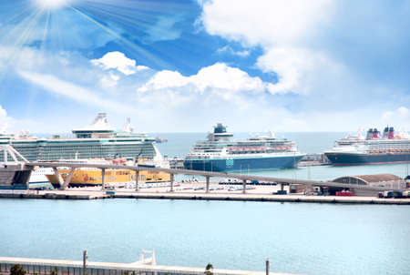 Building area and construction of a sea port Barcelona Spainのeditorial素材