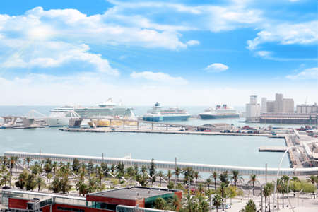 Building area and construction of a sea port Barcelona Spainのeditorial素材