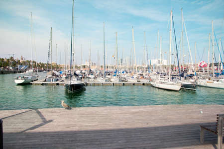 Building area and construction of a sea port Barcelona Spainのeditorial素材