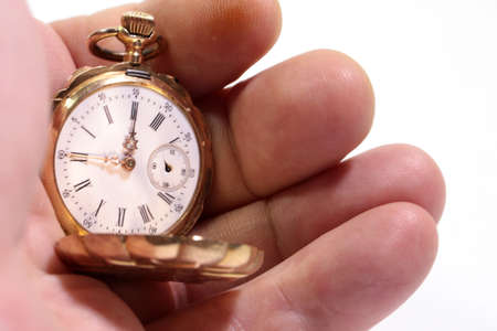 Image small antique clock in gold caseの写真素材