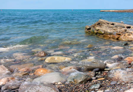 Beautiful rocky beach on the coast seaの写真素材