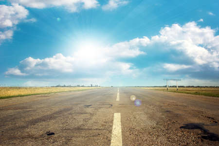 summer day and road as travel backgroundの写真素材