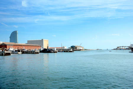 Building area and construction of a sea port Barcelona Spainのeditorial素材