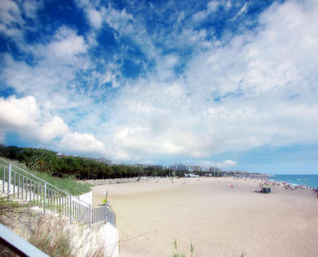 View of the sandy beach coast Costa Brava,Catalunya,Spain