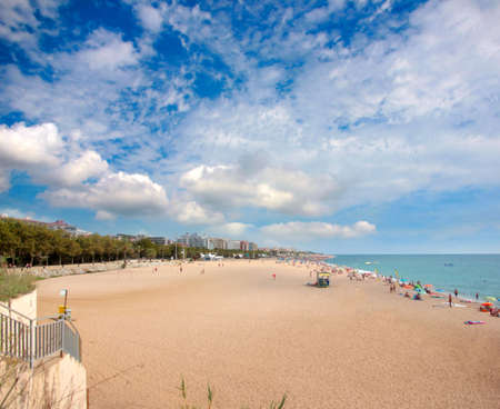 View of the sandy beach coast Costa Brava,Catalunya,Spainの写真素材