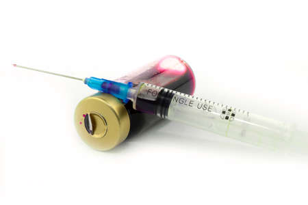 an injection syringe and ampoule medical preparationの写真素材