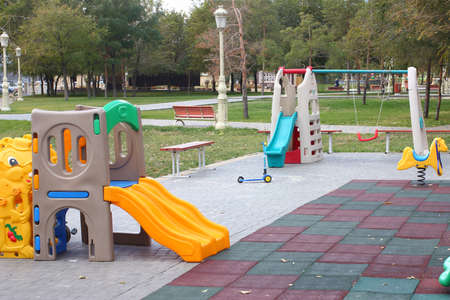 entertainment equipment for a children's playgroundの写真素材