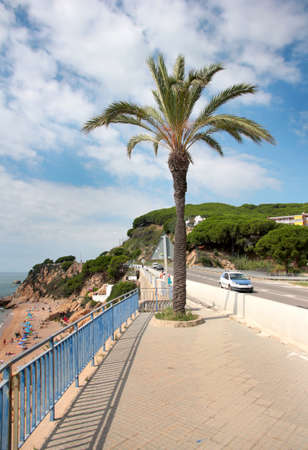 European car country road along the coast of Spainの写真素材
