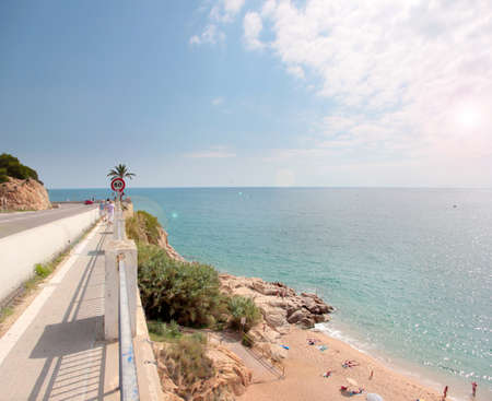 European car country road along the coast of Spainの写真素材