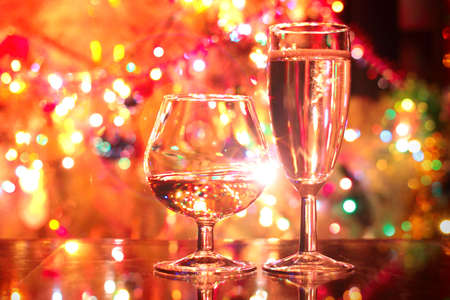 abstract scene with two glass with a drinkの写真素材