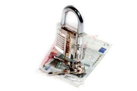 the euro and the padlock with keys