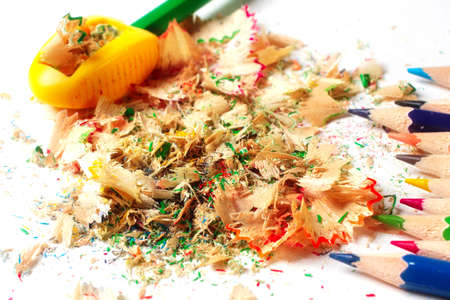 pencil sharpener with shavings and a set for drawing