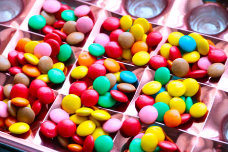 sweet colorful pills as part of health foodの写真素材