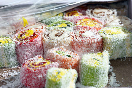 sweet dessert as a kind of nougat confectionery sweetnessの写真素材