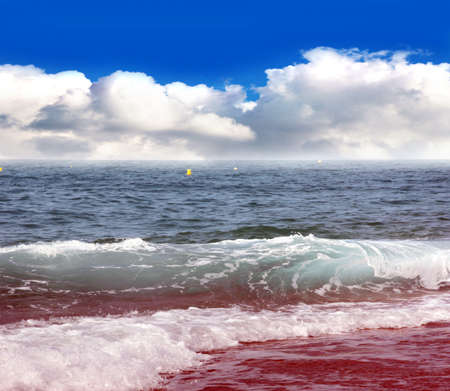 beautiful sandy beach of the Mediterranean coast of Spainの写真素材