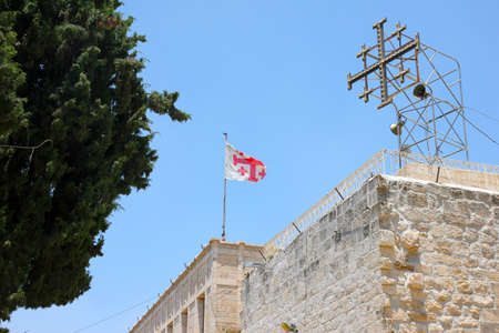stone walls and streets of the old city of Jerusalemの写真素材