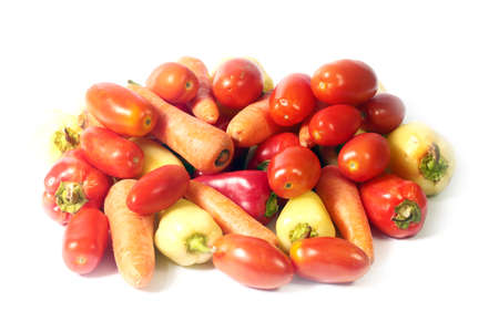 bunch of fresh tomatoes pepper carrots as a vegetable crop