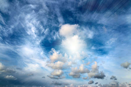 beautiful heavenly landscape with clouds and clear skiesの写真素材