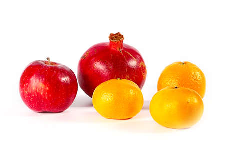 wonderful fresh tropical fruits apple pomegranate tangerine