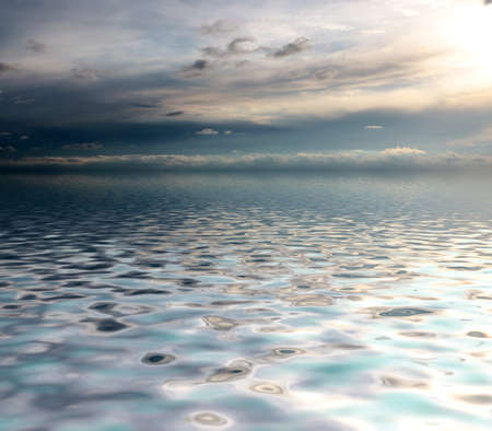 calm surface of the ocean and beautiful skyscapeの写真素材