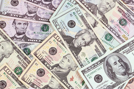 a pile of banknotes dollars as part of the world trade and economic system