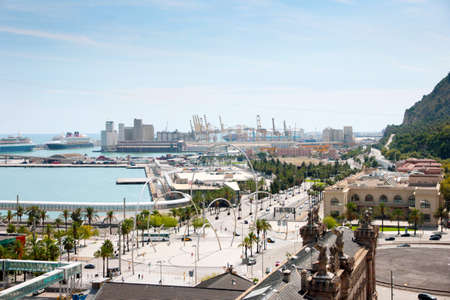 industrial buildings and surroundings seaport Barcelona Spainのeditorial素材