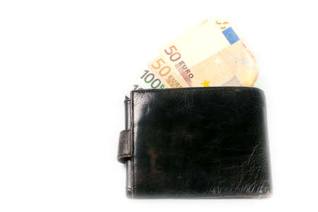 a small amount of euro cash are found in the leather wallet