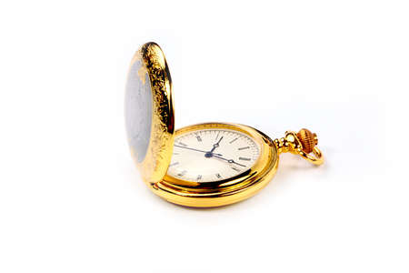 antique vintage pocket watch in gold case as a symbol of good luck and successの写真素材