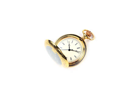 antique vintage pocket watch in gold case as a symbol of good luck and successの写真素材