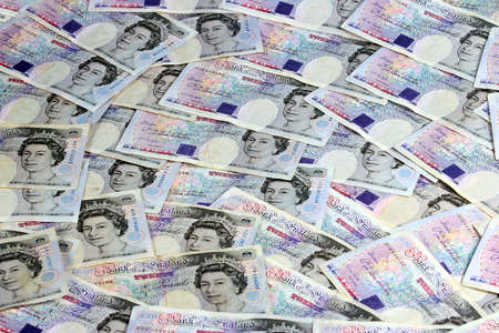 Money background of old crumpled paper billsの写真素材