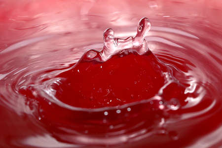 A variety of patterns on the surface of the liquid after a drop of waterの写真素材